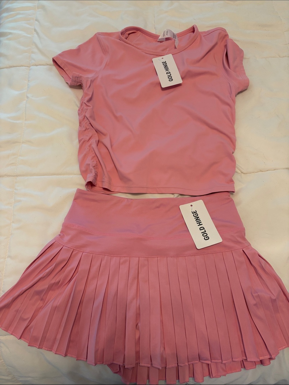 Gold Hinge Pink Pleated Skort Set